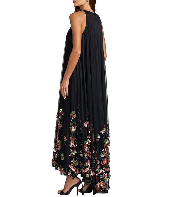 halter trapeze dress Mac Duggal - Black Sequin Embellished Sleeveless High Low Gown Mac duggal