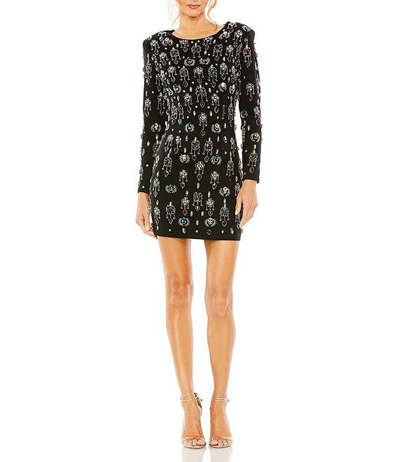 Embellished mini hotsell dress long sleeve