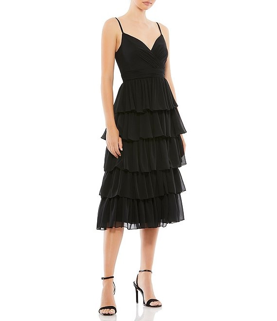 ◆LCDC◆ HIGHNECK RUFFLED LAYERED DRESS LCCWACOP29010 Mac Duggal Sheer Chiffon V-Neck Sleeveless Ruffle Layer