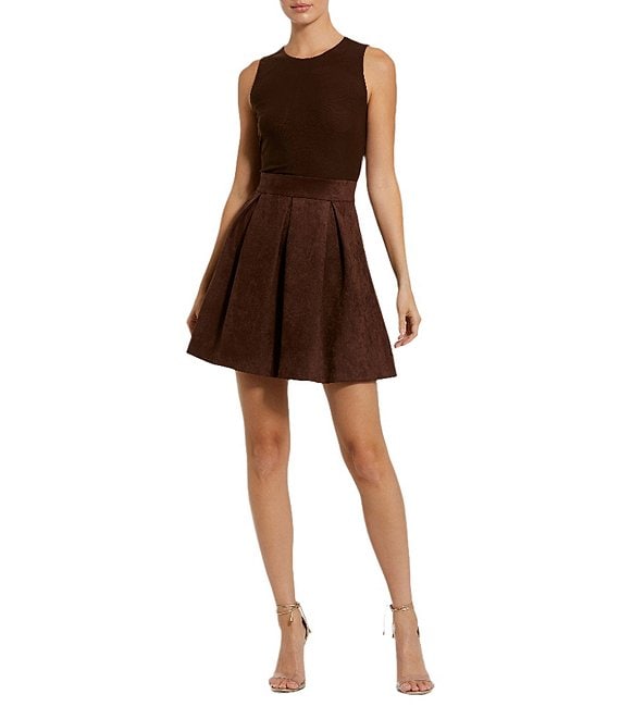 Mac Duggal Sleeveless Mixed Media Fit & Flare Mini Dress | Dillard's