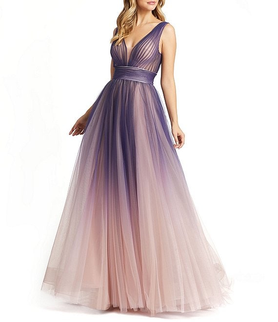 Terani Couture Off-the-Shoulder Cap Sleeve Feather Waist Ball Gown |  Dillard's
