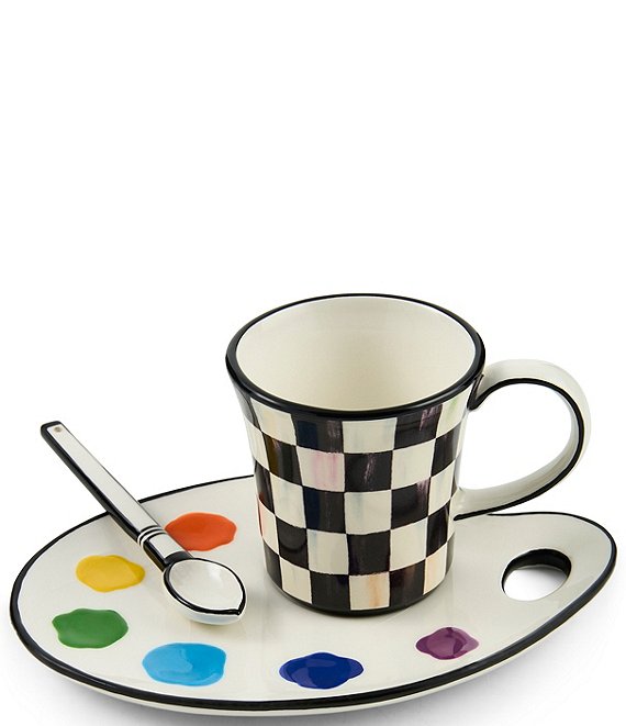 MacKenzie-Childs Artist Palette Ceramic Mug & Saucer Set