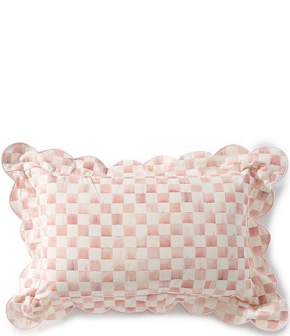 MacKenzie-Childs Check Reversible Scalloped Lumbar Throw Pillow