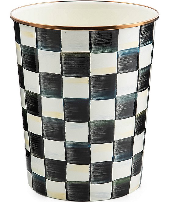 MacKenzie-Childs Check Enamel Waste Bin, Courtly Check - Image 1