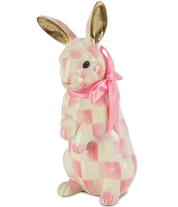 MacKenzie-Childs Easter Collection Bubblegum Check Hops Bunny Figurine