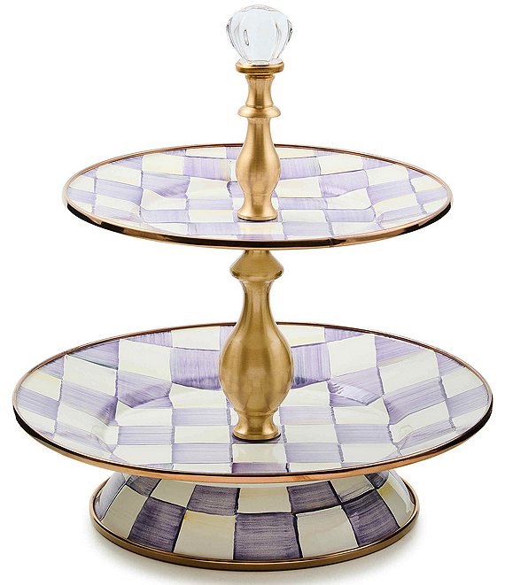 MacKenzie-Childs Check Enamel Two Tier Sweet Stand | Dillard's