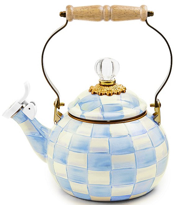 MacKenzie-Childs Check Enamel Whistling Tea Kettle, 2 Qt.