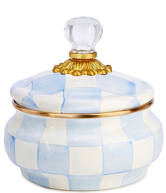 MacKenzie-Childs Check Enamel Squashed Pot Canister