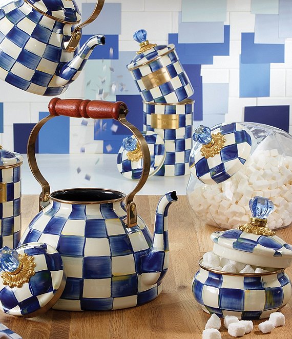 MacKenzie-Childs Check Enamel Squashed Pot Canister | Dillard's
