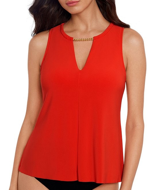 high neck sleeveless top w/necklace