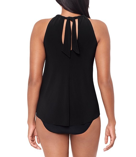dress tankini black high neck TA3 Ruched Square - Black/White - 3X secure fit Beach House Plus Blair High