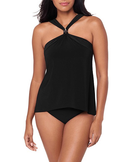 Magicsuit Solid Faye Cut-Away Halter Tankini Swim Top & Solid Jersey High Waist Swim Bottom