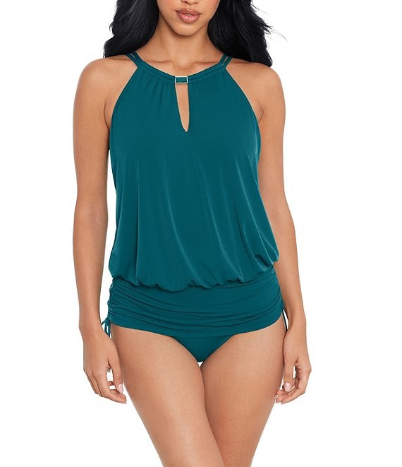 Plus Size Women's Side Tie Blouson Tankini Top by Swimsuits For