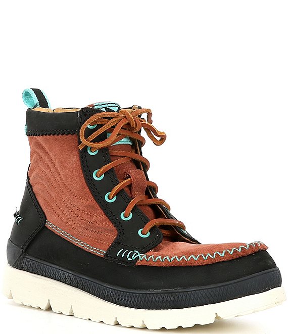 Women's Genuine Leather Brown & White Mukluk Winter Boots