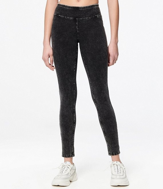 Marc New York Knit Denim Look Wide Waistband Jeggings