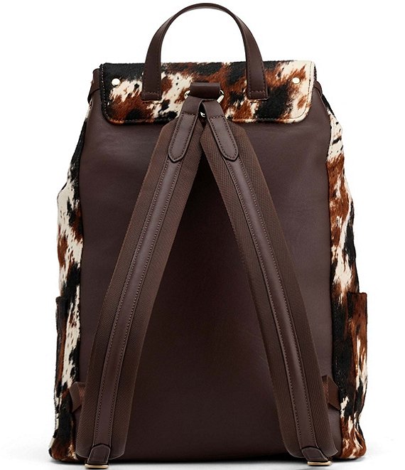 cow motif nappa leather backpack Wrangler Print Mini Womens Western Backpack Natural Brown and White Cow