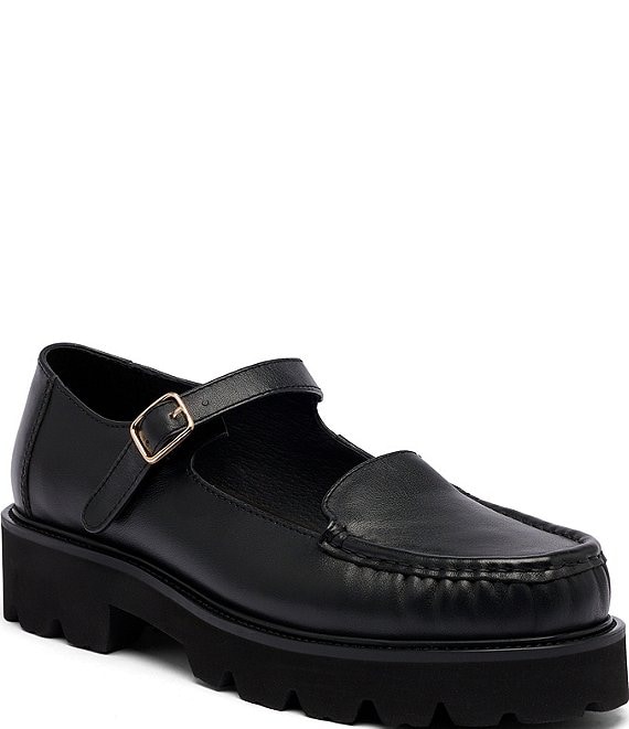 Marc Nolan Lennox Leather Lug Sole Mary Janes
