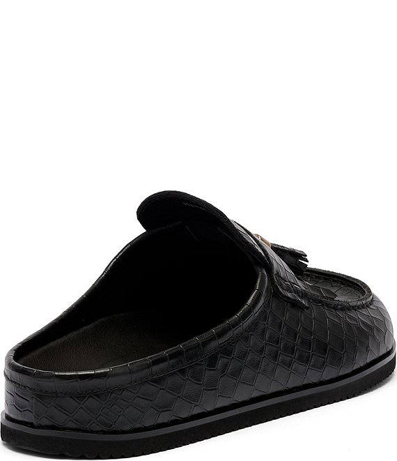 Marc Nolan Men's Hampton Croco Embossed Leather Tassel Mules