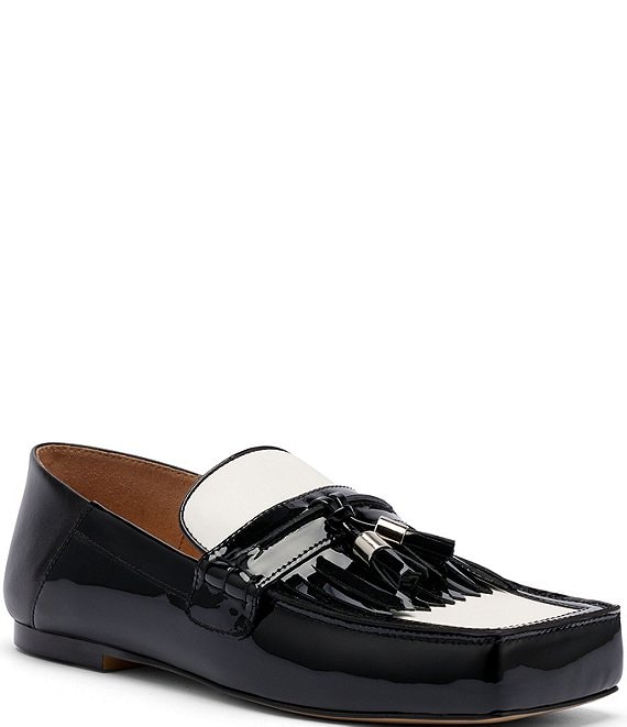Marc Nolan Simone Black/White Leather Tassel Loafers
