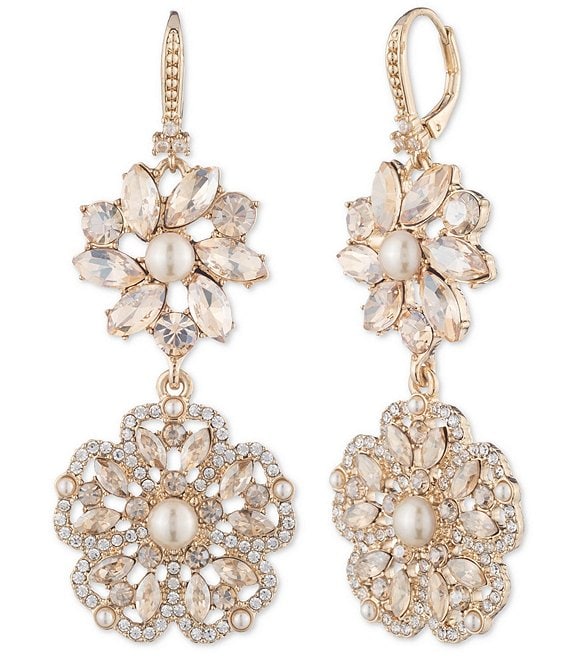 Marchesa Floral Cluster Double Drop Earrings | Dillard's