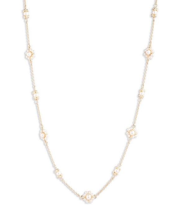 Marchesa Gold Tone Blush Pearl and Crystal Collar Necklace | Dillard's