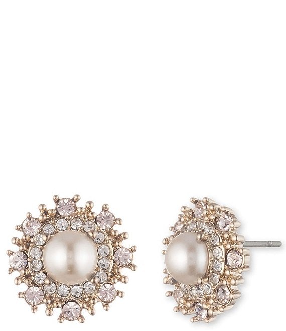 Marchesa Gold Tone Blush Small Button Stud Earrings
