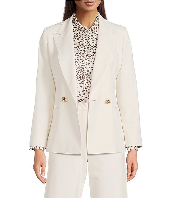 Marella Milltropico Notch Lapel Long Sleeve Button Blazer, White - Image 1