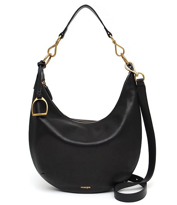 Color:Black - Image 1 - Savannah Leather Crossbody Hobo Bag