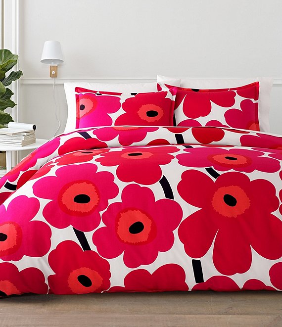 Color:Red - Image 1 - Unikko Floral Comforter Set