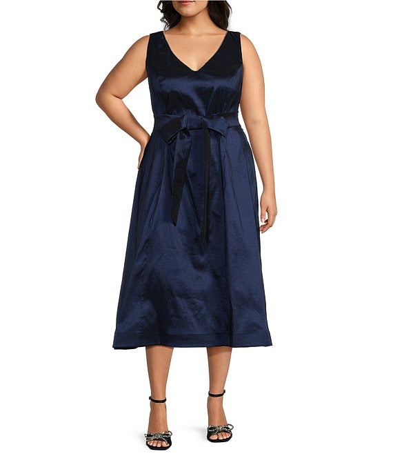 COS Taffeta Sleeveless A Line fashion Flared Midi Dress With Pockets Size 6