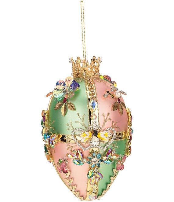 Mark Roberts Pink and Turquoise Faberge Jewel Easter Egg Glass Ornament ...