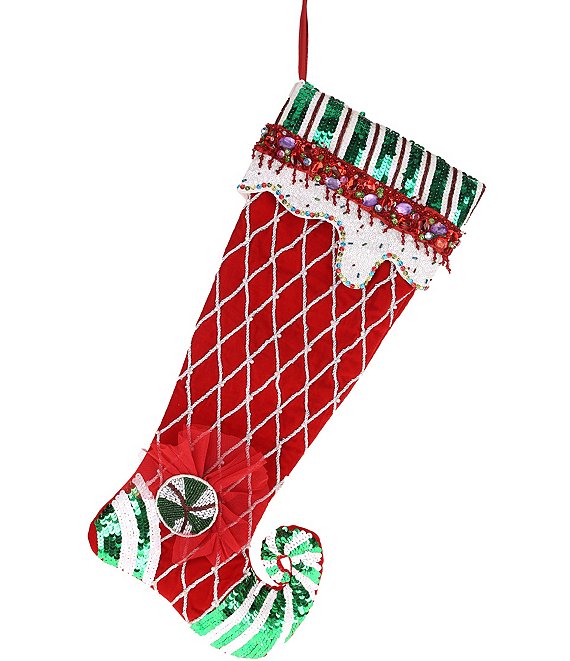 Mark Roberts Christmas Collection Peppermint Christmas Stocking | Dillard's