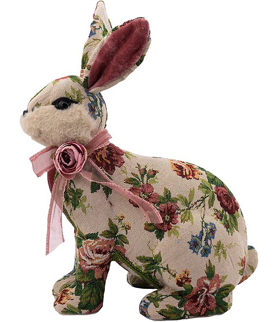 Mark Roberts Easter Shabby Chic Resting Rabbit with Bow Flower 12 Inch  Figurine