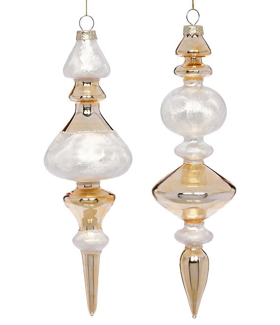 Mark Roberts Holiday Collection 6-Piece Assortment Elegant Finial Hanging Boxed Ornament Set