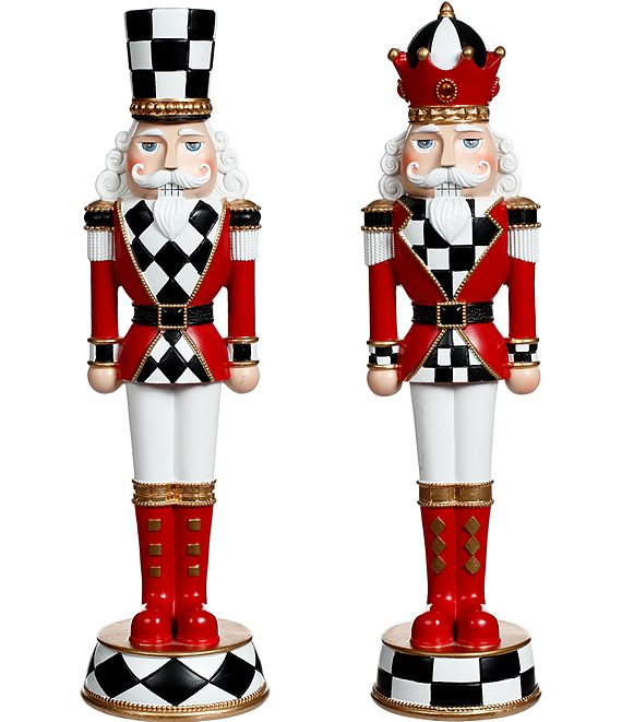 Mark Roberts Holiday Collection Checkered Black and White Assorted Nutcracker Tabletop Decor, Set of 2
