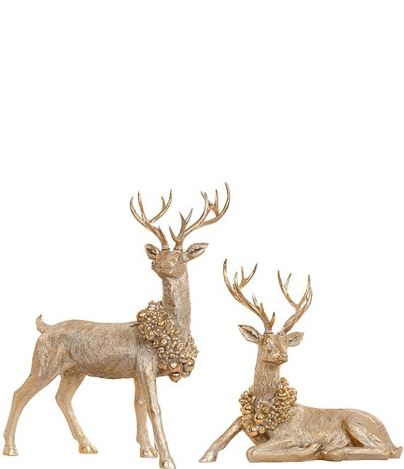 Mark Roberts Holiday Collection Grand Dlarobba Gold Deer Figurines