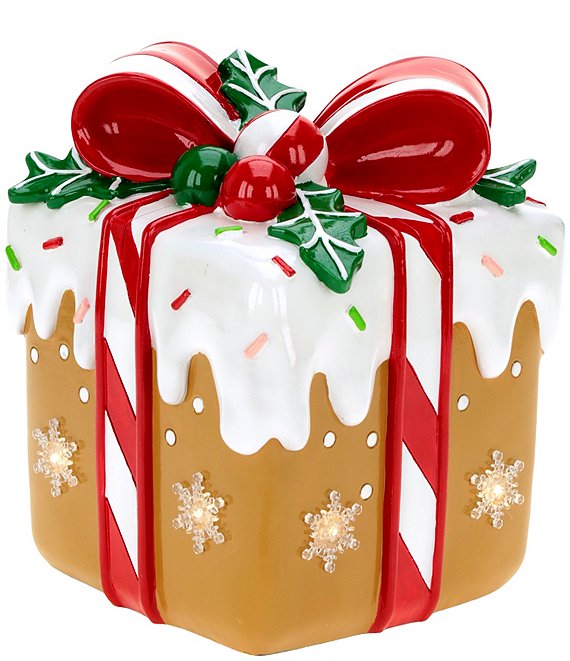Mark Roberts Lighted Gingerbread Gift Box Figurine