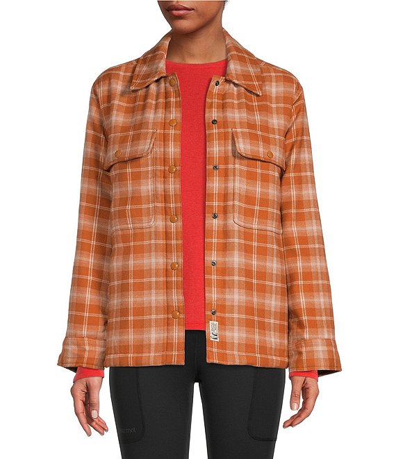 Marmot Ridgefield Plaid Print Long Sleeve Sherpa Lined Flannel Jacket