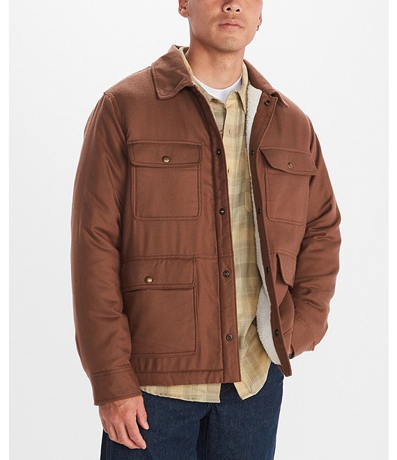 Marmot Ridgefield Solid Faux-Sherpa Flannel Shirt Jacket | Dillard's