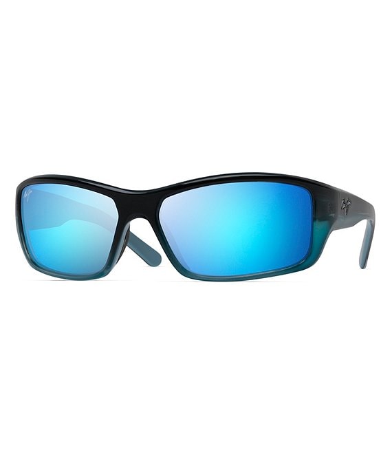 Color:Blue/Turquoise - Image 1 - Barrier Reef PolarizedPlus2® Wrap 62mm Sunglasses
