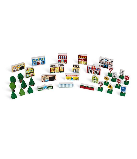 wooden town play set