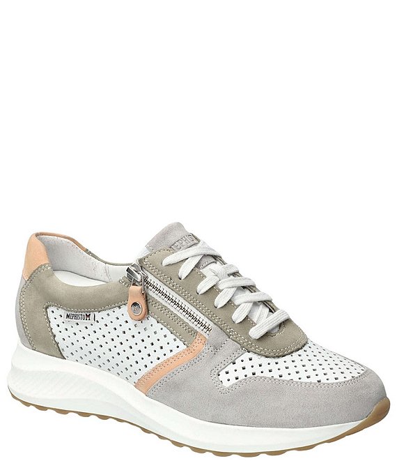 Mephisto Leather Perf Lace-Up Zipper Sneakers | Dillard's