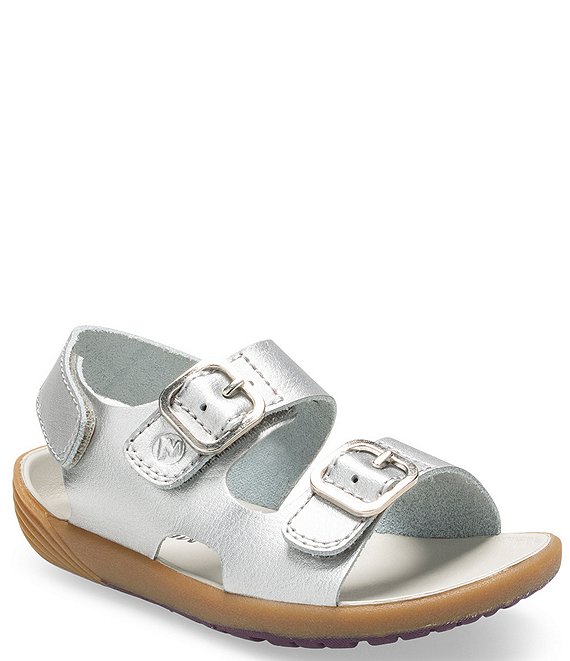 Color:Silver - Image 1 - Girls' Bare Steps Metallic Leather Sandals (Toddler)