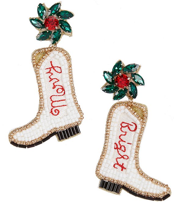 Merry & Bright Beaded Cowboy Boot Chandelier Statement Earrings | Dillard's
