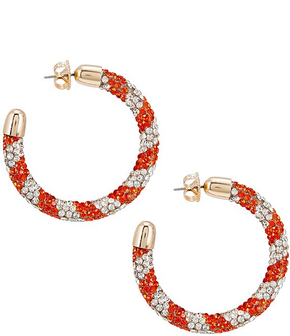 Merry & Bright Candy Cane Stone Tape Hoop Earrings