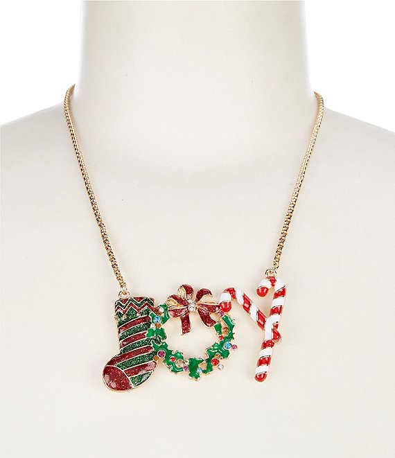 Merry Bright Christmas Joy Short Pendant Statement Necklace Dillard s