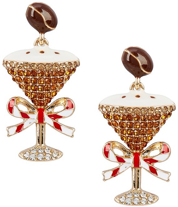 Merry & Bright Coffee Bean Stud Martini Drop Earrings