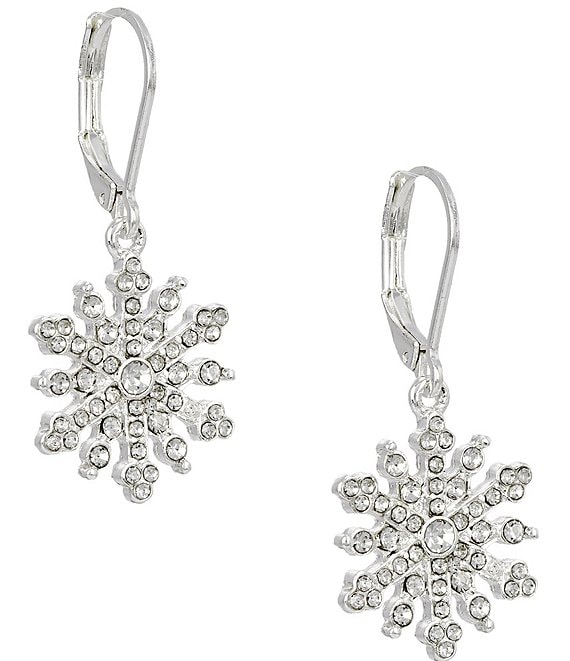 Merry & Bright Crystal Snowflake Drop Earrings