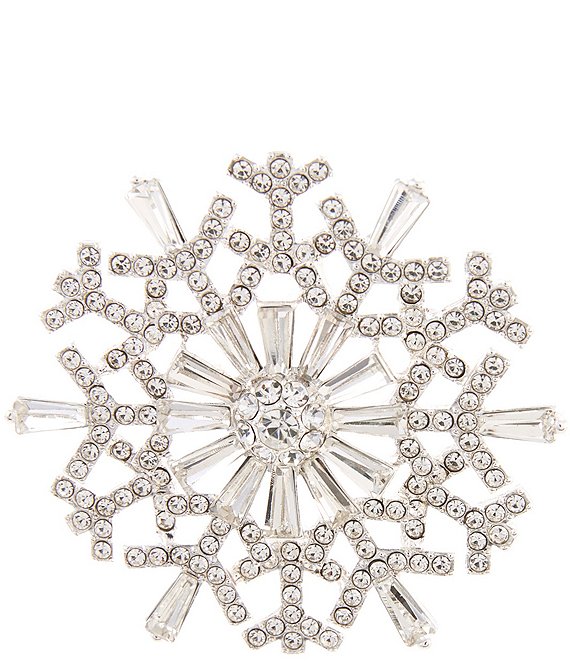 Merry & Bright Crystal Stone Snowflake Pin