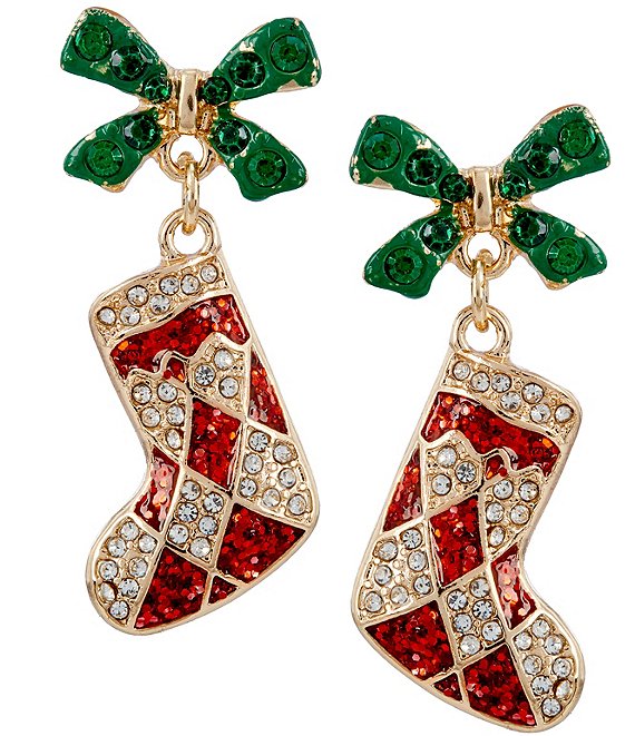 Merry & Bright Embellished Stocking Drop Earrings
